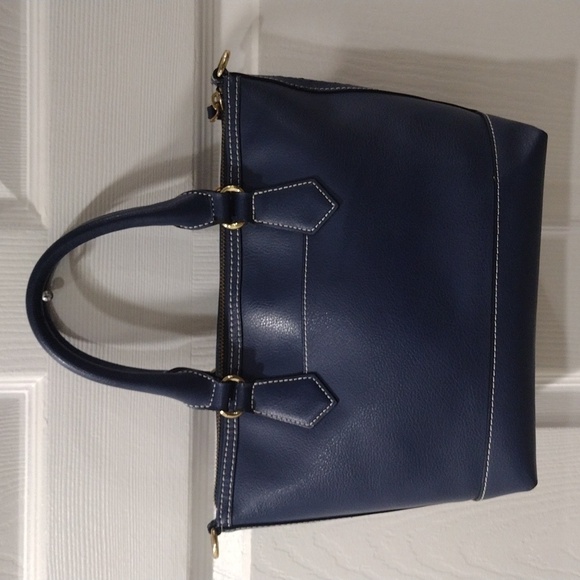 Samantha Thavasa Blue Leather Shoulder Bag - Zipper Closure - Gold Hardware - Picture 5 of 15